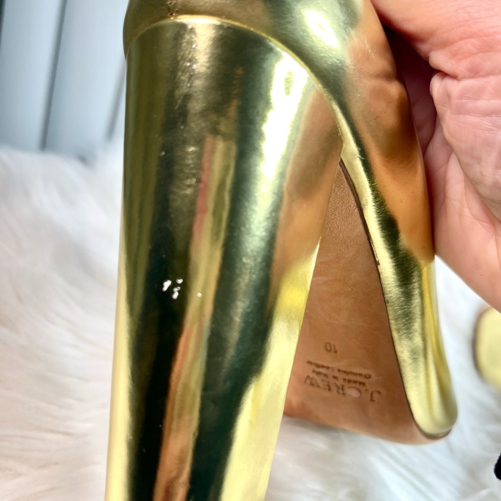 Vintage J.Crew Etta Cap-toe Gold and Tan Metallic Women's Pumps - Picture 11 of 15